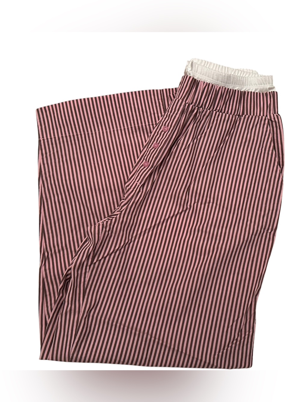 Daily Drills Pointelle Layered Resort Pants! Mocha and Pink Striped- Size M/L